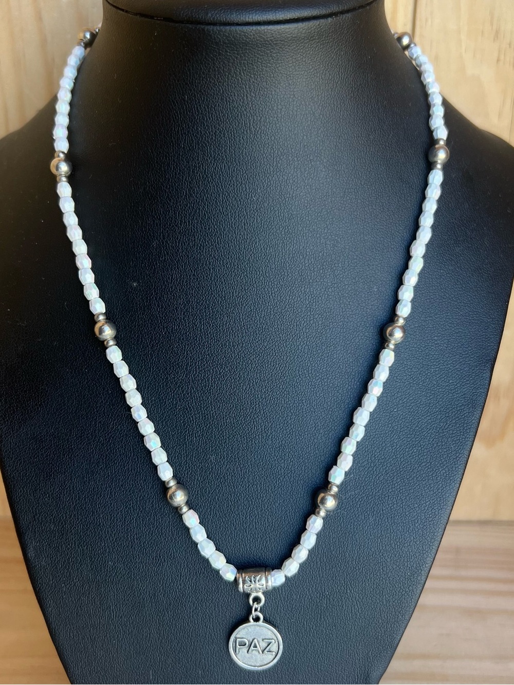 PAZ Charm White Beaded Necklace - Women's Jewelry Handmade
